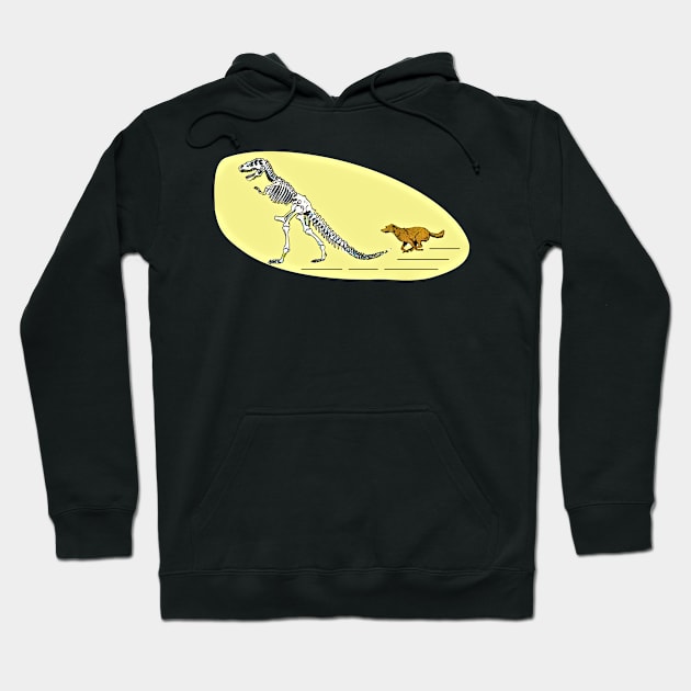 T Rex Dinosaur Skeleton And Dog Hoodie by Redmanrooster